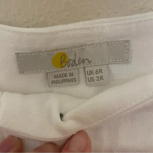 BODEN Women's White 100% Linen Pants US Sz 2 Pockets Lightweight Cuffed Like New - Picture 5 of 7